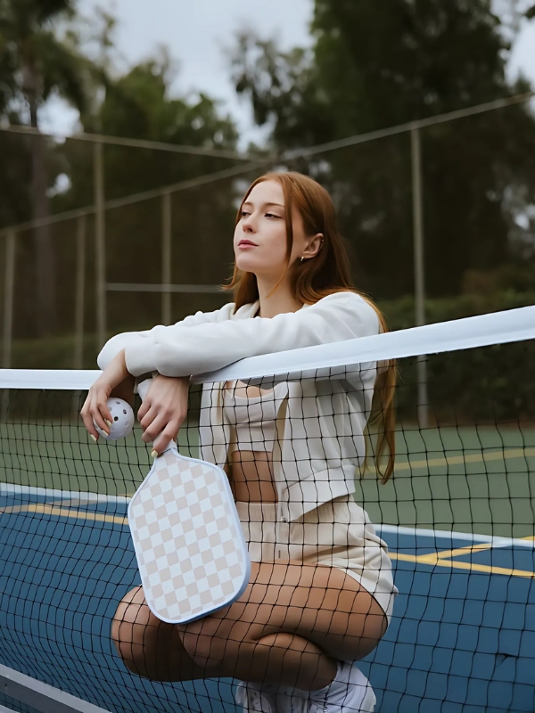 Ảnh gái chơi pickle ball tạo dáng thần thái