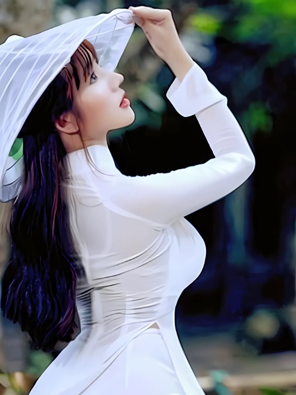Ảnh gái xinh áo dài trắng ngoài nắng