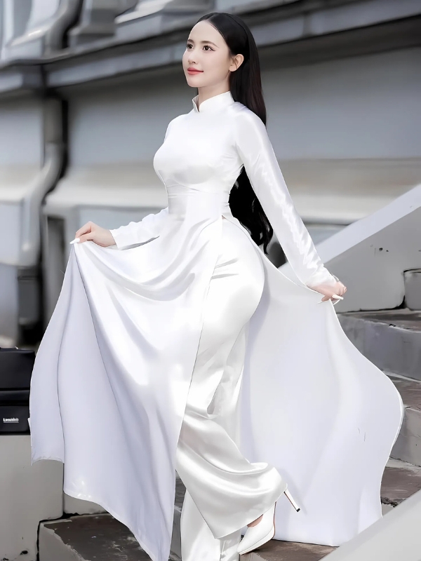 Ảnh gái xinh áo dài trắng tung tà gió bay