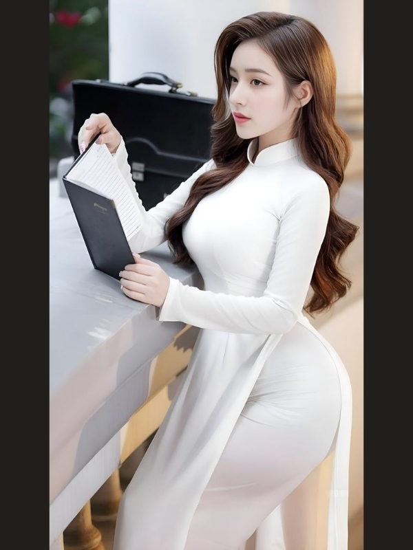 Áo dài trắng tôn đường cong nóng bỏng