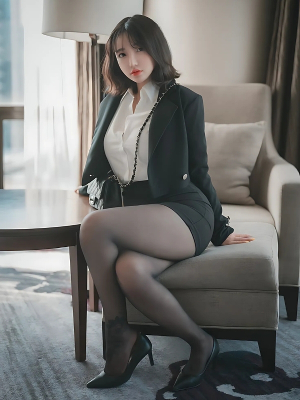 Gái xinh mặc quần tất với váy body xám