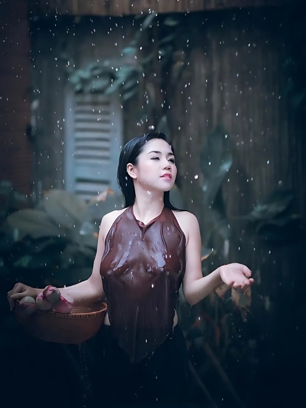 Gái xinh mặc yếm ướt khoe nét gợi cảm