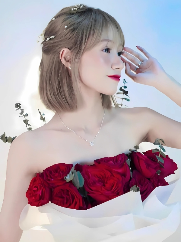 Hot girl hoa hồng khoe vai trần